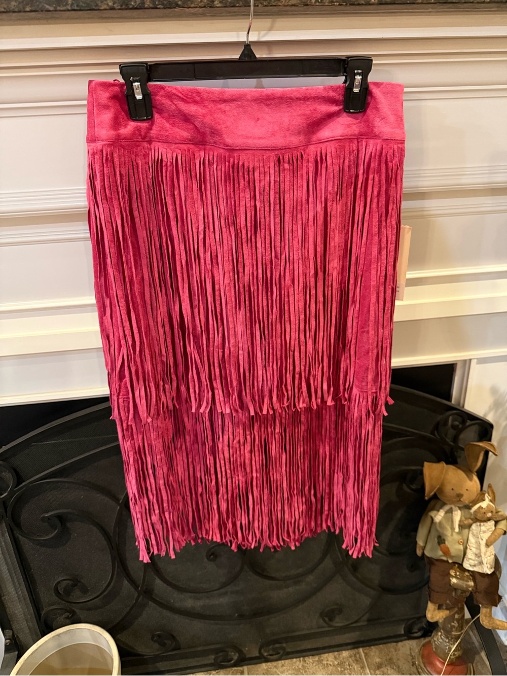 Fuchsia Fringe Mini Skirt - Women